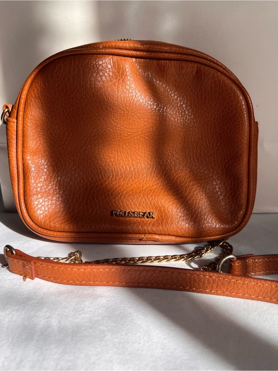 Pull&Bear Handbags - Pull&Bear Cognac Tan Crossbody Bag with Gold Chain *Free with purchase*